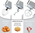 Multifunctional Stand Mixer, 6 in 1 Stand Mixer, 6.3Qt Tilt-head, Standing Mixer with Stainless Steel Bowl, Meat Grinder, Juice Blender, for professional Baking and Most Home Cooks, Silver