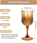 XUWAIDSGN 7oz Plastic Vintage Wine Glasses Drinking Glasses Unbreakable Wedding Glassware Crystal Water Goblets Reusable Drinkware Vintage Champagne Flutes (48, Brown)