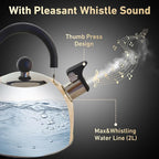 Lily's Home 2 Quart Stainless Steel Whistling Tea Kettle, the Perfect Stovetop Tea and Water Boilers for Your Home, Dorm, Condo or Apartment. (Pastel Yellow)
