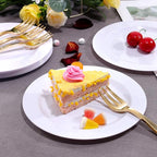 bUCLA 100Pieces White Plastic Plates - 6.25inch Disposable Plastic Appetizer/Small Cake/Salad/Dessert Plates Premium Hard, Ideal for Weddings& Parties