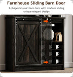 4ever2buy Farmhouse Coffee Bar Cabinet with Sliding Barn Door, 72" Hutch Coffee Bar with Storage, Large Kitchen Buffet Cabinet with Hutch, Tall Bar Cabinet Table for Living Dining Room, Oak