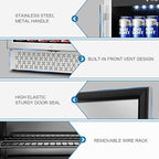 Tylza 24 Inch Beverage Refrigerator, 190 Can Capacity, Glass Door, Advanced Cooling Tech, Ideal for Beer, Soda, or Wine, Quiet Operation