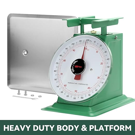 Tada 220lbs Heavy Duty Mechanical Kitchen and Food Scale Industrial Scale with Stainless Steel Platform Analog Produce Scale for Farmers Market and Horse Hay