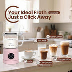 Casimhu 4-in-1 Milk Frother, Electric Milk Frother and Steamer with LED Touch Screen, Ceramic Lining Bottom, Milk Warmer 13.52oz for Lattes, Cappuccinos, and Macchiatos at Home (pink)