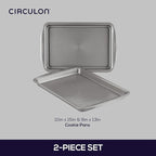 Circulon Bakeware Nonstick Cookie Pan Set, Cookie Sheets for Baking, 2-Piece, Gray