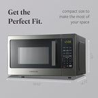 Farberware 0.9 Cu. Ft. Countertop Microwave Oven – 900 Watts Power, Auto Cook Settings, Defrost, Easy Clean and Child Safety Lock - Stainless Steel