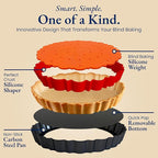Patz&Patz All-in-One Fluted Tart Pan 9 Inch Removable Bottom Set with Patented Silicone Crust Shaper & Pie Weight | Nonstick Carbon Steel Quiche Baking Dish & Tart Molds for Baking - PFOA & PTFE-Free