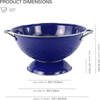 Reston Lloyd, 3 Quart Powder Coated Steel Kitchen Strainer Basket for draining Pasta, Vegetable and Fruit, Chrome Handles and Wide Stable Base, Indigo