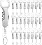Ziliny 24 Pcs Bottle Opener Keychain Bulk Wine Bottle Beer Opener Keychain 3.27" Stainless Steel Corkscrew Waiter Corkscrew Wine Keyring Gifts for Christmas Bar Party Wedding Home (Silver)