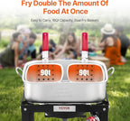 VEVOR 18 Qt Fish and Wing Fryer with Double Basket, Aluminum Propane Fish Fryer Kit, Outdoor Deep Fryer Seafood Pot with Thermometer and 58,000 BTUs Propane Burners, for Outdoor and Backyard Cooking