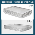Full Size Commercial Quality Baking Sheet Pan, Bastwe Aluminum Cookie Tray Pan for Oven, Freezer, Bakery, Hotel Restaurant, Thick Steel Rim Prevents Warping (12 Pack, 26 x 18 Inch)