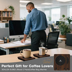 SEALON SLM02 Electric Coffee Mug Warmer (Wood, 2-Pack) - 3-Temperature Desk Cup Warmer with Auto Shut-Off (4 Hours) for Heating Coffee, Tea, Milk & Beverages