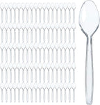 Prestee 500 Count Clear Plastic Spoons - 6 Inch Heavy Duty Plastic Spoons Disposable Bulk Pack - Elegant and Durable Clear Silverware Suitable for Events, Dinner, Banquets, Parties, and Gatherings
