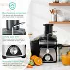 AZEUS Centrifugal Juicer Machines, Juice Extractor with Germany-Made 163 Chopping Blades (Titanium Reinforced) & 2-Layer Centrifugal Bowl, High Juice Yield, Easy to Clean, Anti-Drip,100% BPA-Free