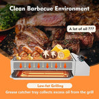 1800W Countertop Electric BBQ Grill Commercial and Home use Stainless Steel Barbecue Griddle Smokeless Portable Cooking Oven for Indoor Outdoor Picnic 122° F to 572°F for Burgers, Fish, Steak