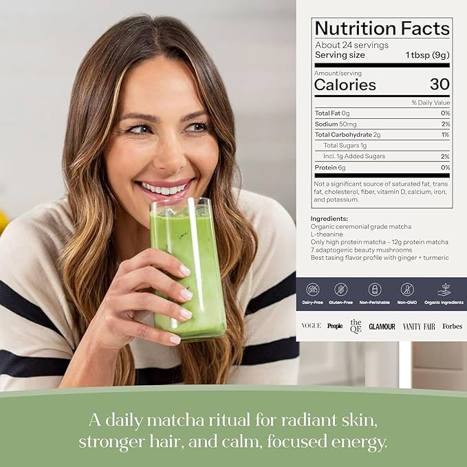 Kroma Beauty Matcha Latte Powder 17.75oz, 503g, 60 Servings – Ceremonial Grade Japanese Matcha Green Tea with Collagen, Ginger, Turmeric & Adaptogenic Mushrooms for Daily Wellness & Rituals