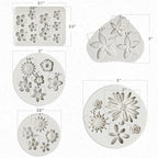 JOERSH 5PCS Silicone Flower Molds, Non-Stick Daisy Sunflower Fondant Chocolate Molds for Dessert Cake Decorating, Cupcake Topper, Cake Pop, Candy