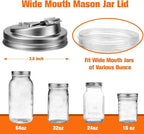 Palksky Mason Jar Drinking Lids,Stainless Steel Wide Mouth Mason Jar Sip Lid accessories,Anticracking Leak Proof Seal Flip Cap Cover Airtight Accessories for Drink,2Pack