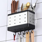 Wall Mount Utensil Holder, Stainless Steel Hanging Utensil Drying Rack Silverware Cutlery Organizer for Spoons, Forks, Chopsticks