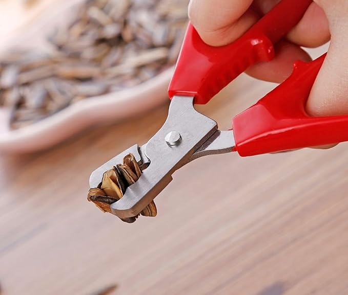 Red Peeling The Shell Nut Shell Cracker Seed Pistachio Sheller Opener Peeling Pliers Nut Crackers Artifact Stainless Steel Convenience Hard Case Buster Specialty Tools and Gadgets