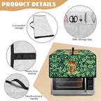 Highland Cow Four Leaf Clover Print Toaster Oven Cover Microwave Cover for Kitchen Countertop Appliance Dust Protector Decorative Oven Accessories for St. Patrick's Day Decor, Green, S