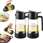 PARACITY 2 in 1 Oil Dipenser Bottle with Silicone Bottom (Black-2PCS)