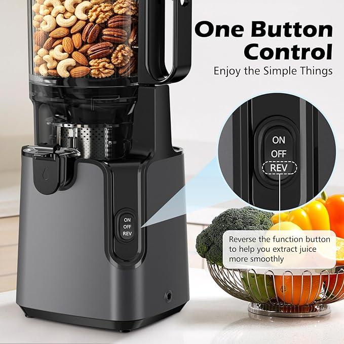 Juicer Machines with 5.8" Large Chute, 2-in-1 Cold Press Juicer for Whole Vegetables Fruits 400W, Masticating juicer Easy to Clean Juice Extractor Machine for Making Nut Mike, Juice, Premium Gray