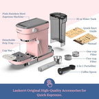 Laekerrt Professional Espresso Machine 20 Bar, Espresso Maker with Milk Frother Steam Wand, Stainless Steel Home Coffee Machines for Cappuccino and Latte, Gift for Women Wife Daughter or Mom, Pink