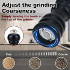 Salt and Pepper Grinder Set of 2, Manual Salt Mill & Pepper Mills with Adjustable Coarseness, Refillable Wood Spice Shakers, Kitchen Accessories for Chili, Sesame, Himalayan (Black and White)