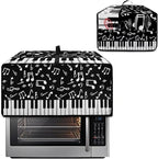 Piano Musical Notes Print Toaster Oven Dust-proof Cover, Heat-resistant Anti Fingerprint Microwave Oven Dust Cover, Kitchen Counter Accessory (Small-14.5 * 18.46 * 9 inches)