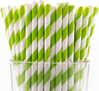 Pack of 300 Green Swirls Biodegradable 4-Ply Paper Drinking Straws (Compostable, Non-toxic, BPA-free)