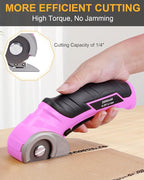 Cardboard Cutter Electric Box Cutter - Rechargeable 4v Cordless Electric Scissors with Safety Lock Heavy Duty Rotary Carpet Cutter Tools Gift for Men Women Adults Crafters Tailors Household Crafting