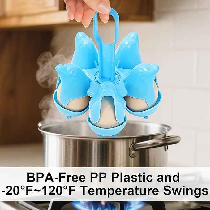 Asltw Dolphin Boiled Egg Holder – 3-in-1 Cooker, Server & Fridge Tray for Soft/Hard Eggs, BPA-Free, Cute Kitchen Gift for Kids & Families (Blue)