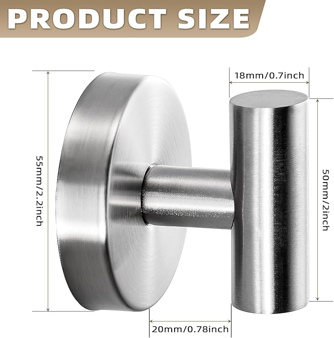 Suction Cup Hooks for Shower - Bathroom Reusable Hooks for Towels, Robes & Loofah - No-Drill Mounting on Kitchen,Walls,Metal,Glass,Mirrors,Tile & Smooth Non-Porous Surfaces (2, Brushed Nickel)