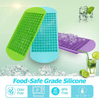 LeeYean Silicone Mini Ice Cube Trays 3 Pack, 160 Crushed Ice Cube Molds Easy Release Small Ice Cube for Chilling Whiskey Cocktail, Flexible Stackable and Durable Soft Mold Storage Containers, BPA Free