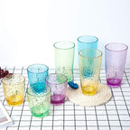 Set of 6 Hammered Style 15-ounce/430ml Acrylic Glasses Plastic Tumbler,BPA Free,Dishwasher Safe (Multi color)