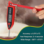 Copkim 6 Set Waterproof Food Thermometer for Water, Liquid, Candle and Cooking Digital Meat Thermometer with Long Probe Instant Read for Kitchen BBQ Grill Candy (Red)