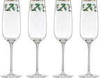 Lenox Glassware, Holiday Decal Flutes, Set of 4, 11-Ounce Capacity, Made From Glass, Flutes, Drinking Glasses Set, Home And Kitchen, Champagne Flute, Champagne Glasses (Clear, 4 Piece)