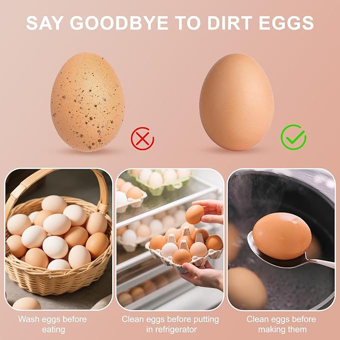 wonlex 4PCS Egg Cleaners Multipurpose Fruit and Vegetable Rotating Scrubber Tool for Fresh Eggs, Reusable Chicken Duck Egg Washer Brusher (White+Bronze)