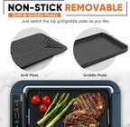 Electric Grill, CUSIMAX Smokeless Indoor Grill & Griddle, Electric Korean BBQ Grill with Turbo Smoke Extractor & REPLACEABLE Filter Sponge, Smart LED Display, Larger Grilling Area, 1500W(New Model)