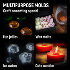 Chocolate Moulds Silicone - Set of 6 - Non-Stick & Food Grade Silicone Chocolate Mould for Jelly Candies, Truffles, Bath Melts & Candles - Free Recipes eBook - Gift-Ready for St.Valentine