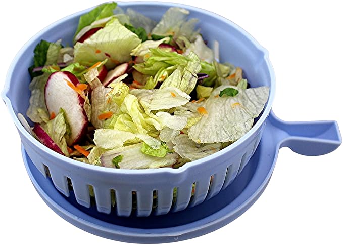 Quick Salad Maker Chopper Salad Cutter Bowl Swiftly Dice Fruits & Vegetables, BPA-Free Healthy Meals and Salads in Minutes Multi-functional (Blue)