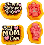 Mother’s Day Silicone Mold Set for Chocolate, Cupcakes & Candles – Best Mom Ever Design, Nonstick Silicone Baking Mold for Repostería, DIY Crafts, Resin & Fondant Mold Set