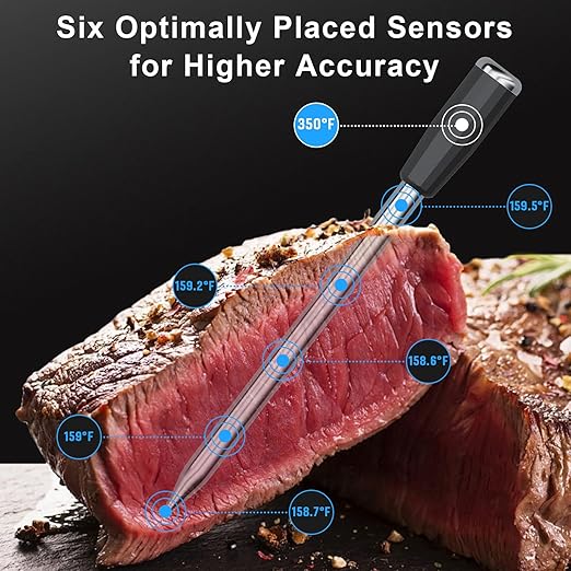 Smart Bluetooth Wireless Meat Thermometer | NIST ±0.5°F Accuracy | 10X Enhanced Sub-1G Signal & Stability | Standalone Display Base | WiFi Long-Range Thermometer for BBQ, Grill, Smoker, Oven, Kitchen