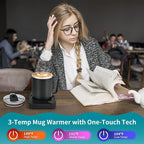 VOBAGA Coffee Mug Warmer & Mug Set for Desk - Auto Shut Off & 3 Heat Settings, Includes 15oz Stainless Steel Mug, Smart Coffee Cup Warmer, Home Office Essentials Coffee Set（Mug Included）