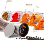 Salt and Pepper Grinder Set Combo - Black Pepper,Herb Shakers Mill Refillable Manual - Stainless Steel Lid - Adjustable Coarseness - Glass Material- Fits in Home,Kitchen,Barbecue