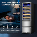 24 Inch Wide Wine and Beverage Refrigerator With Dual Drawer, 2 IN 1 Dual Zone Wine Cooler, Built-In or Freestanding Beverage Fridge, for Home Bar Kitchen, Hold Up To 107 Bottles and 149Cans