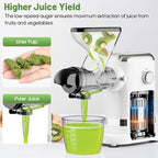 GVODE Cold Press Juicer, Powerful Masticating Juicer with Dual Feed Chute, Electric Juicer with Pulp Separation, Countertop Juicer Machines, 75dB, 3 Mode Operations, Overheat Protection