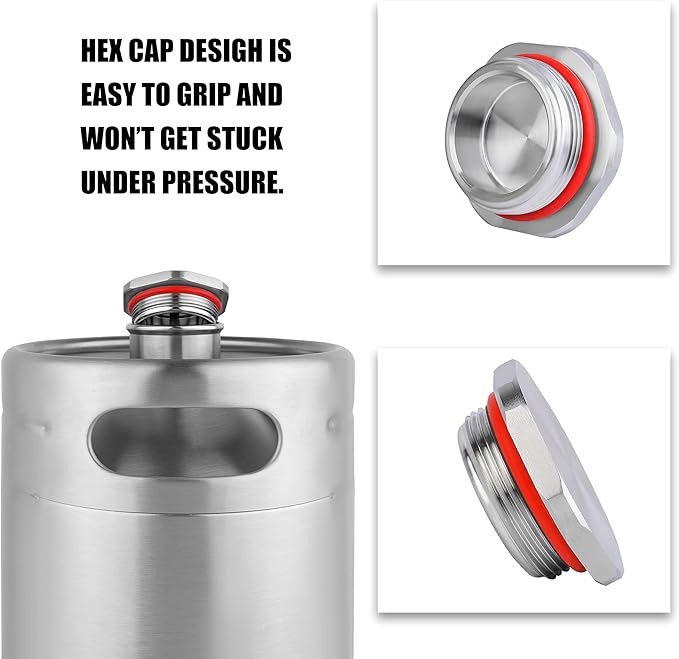 128OZ Mini Keg Growler, Pressurized Home Dispenser System with Self-Closing Design Faucet Keeps Carbonation and Fresh for Homebrew, Craft and Draft Beer