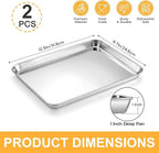 Onader Baking Sheet Set of 2, 12.5" x 9.7" Food-Grade Stainless Steel Quarter Sheet Pans for Baking, Metal Cookie Toaster Oven Pan Tray, Heavy Duty & Dishwasher Safe